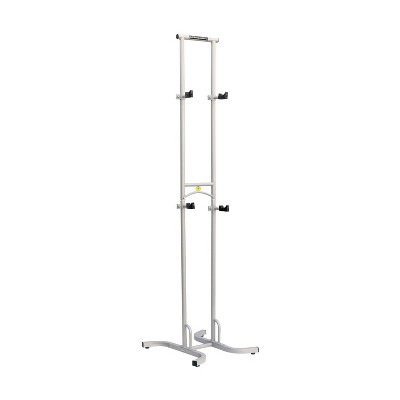 Sparehand DBR-825 Freestanding Adjustable Dual Bike Rack Storage System for Apartments, Condos, Homes, and Garages, 80 lb Weight Limit, Pebble Silver