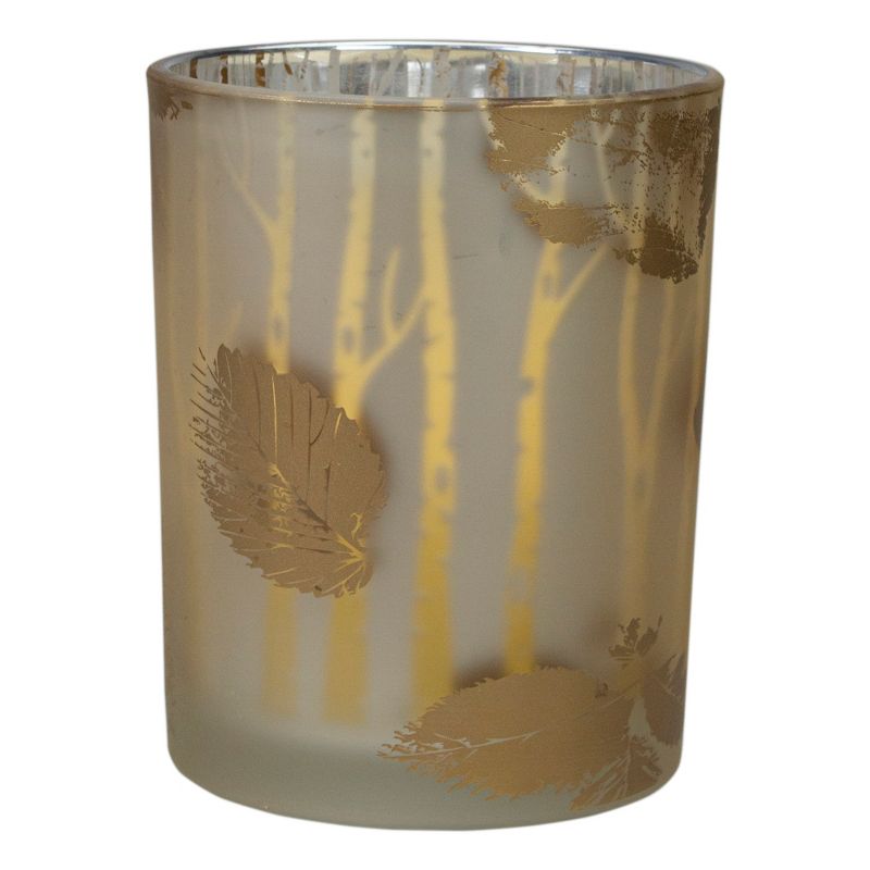 Northlight 5" Matte Gold and White Birch Flameless Glass Candle Holder, 5 of 6