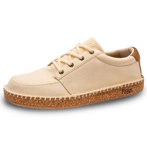 Flojos Mens Solar Canvas Memory Foam Beachcomber Lace Up Shoes- Sand/Gum (9)