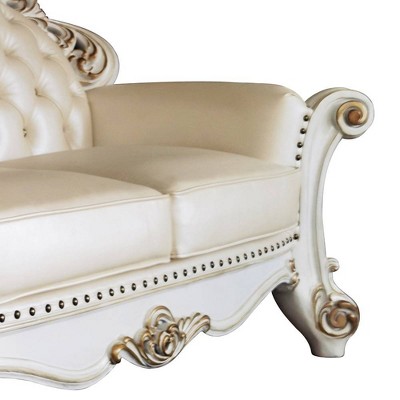 Vendome 70" Champagne and Antique Pearl Loveseat with Pillows