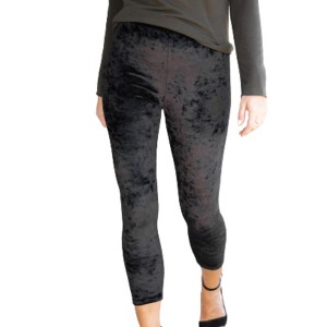 Amaryllis Women's High-Waisted Crushed Velvet Leggings Comfortable Stretch Fabric - 1 of 4