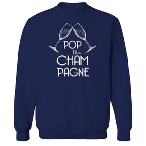Rerun Island Men's Pop The Champagne 2 Long Sleeve Graphic Cotton Sweatshirt - 1 of 1