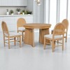 5-Piece Extendable Dining Table Set for 4 with Upholstered Chairs and Rattan Backrests, Kitchen Table Set for Dining Room, Solid Wood and MDF Design - 2 of 4
