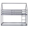 DOMETOUR Twin over Twin Rubber Wood Floor Bunk Bed, with ladder,Guardrails,House-Shaped-Bunk Bed,Grey - 3 of 4