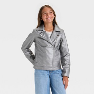 Girls' Faux Leather Moto Jacket - art class™ - 1 of 3