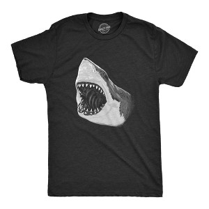 Mens Great White Shark T shirt Pearly Teeth Jaws Attacking Cool Graphic Tee - Crazy Dog Men's T Shirt - 1 of 4
