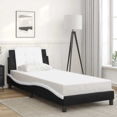 vidaXL Bed Frame without Mattress Black and White 39.4"x79.9" Faux Leather