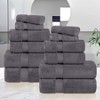 Zero Twist Cotton Solid Chevron Dobby Border Super Soft 12 Piece Assorted Bathroom Towel Set by Blue Nile Mills - 2 of 4