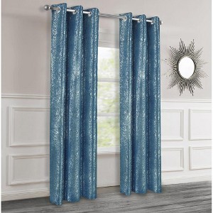 2pc Dainty Home Artistic 100% Blackout Grommet Curtain Panel Pair with 3D Lurex Texture - 1 of 4
