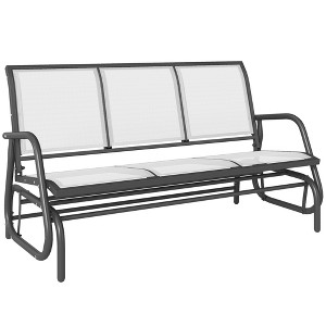 3-Person Outdoor Patio Glider Bench, Porch Glider Swing with 3 Seats, Breathable Mesh Fabric, Metal Frame - 1 of 4