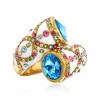 Ross-Simons Multicolored Crystal and Blue Swarovski Crystal Ring With White Enamel in 18kt Gold Over Sterling - 4 of 4