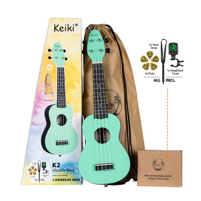 Ortega Guitars Keiki K2 Series Soprano Ukulele Pack - Includes: Tuner, Picks, Strap & Tote Bag