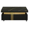 NicBex Modern 39.3" Rectangle Coffee Table with 2 Storage Drawers, Caster Wheels and Gold Bars for Living Room - 3 of 4