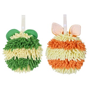 REGALWOVEN Cute Cartoon Soft Absorbent Fluffy Chenille Ball Hand Towels 2 Pcs - 1 of 4