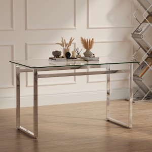 XIYUYE Dining Table for 6 Rectangular Dining Table Modern Glass Top and Chrome Metal Legs - 1 of 4