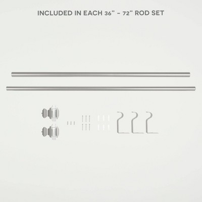 Matte Silver Adjustable Curtain Rod with Acrylic Finials