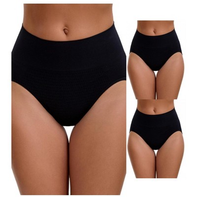 INSPIRE CHIC Women's High Waist Tummy Slimming Elastic Briefs Breathable Butt Lifter Underwear 3 Packs