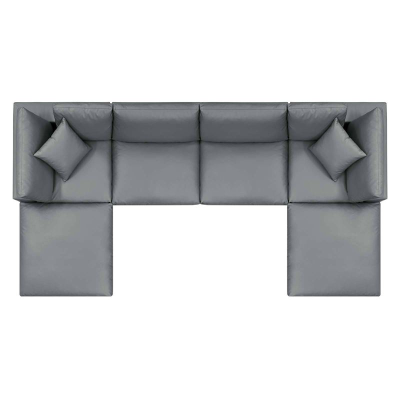 6pc Commix Down Filled Overstuffed Vegan Leather U-Shaped Sectional Sofa Set - Modway, 2 of 14