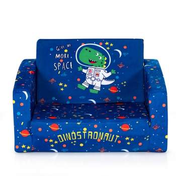 Tangkula 2-in-1 Convertible Kids Sofa Flip Open Couch w/Sturdy Sponge Construction&Velvet Fabric Blue
