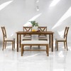 6-Piece Dining Table Set with Rectangular Wooden Table, 4 Upholstered Chairs and Bench, Solid Wood Frame for Kitchen and Dining Room - 3 of 4