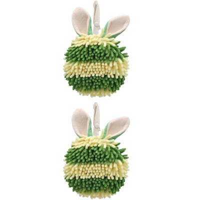 REGALWOVEN Cute Rabbit Shape Fluffy Chenille Soft Absorbent Hand Towel 2 Pcs