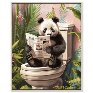 Art Remedy Panda Tropical Bathroom Tropical Bathroom Wall Art Framed - 1 of 4