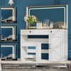 GlasFlength Makeup Vanity Table Set with Large Mirror, Girls Women Bedroom Square Mirror Stored Drawer Cabinets with Stool, White 53.9" H - 3 of 4