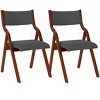 HDZNVF Set of 2 Upholstered Folding Dining Chair, Space Saving, Easy To Carry, Dining Room, Grey and Cherry - 4 of 4