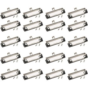 Juvale 20-Pack Mountable Clipboard Clips with Screws - 4 inch Metal Clamp with Rubber Grip and Hanging Hole (Silver) - 1 of 4