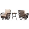 3-Piece Wicker Swivel Rocking Chair Patio Conversation Set with Cushions - 3 of 4