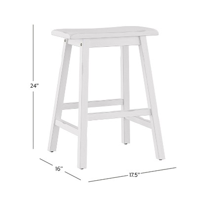 Sea White 24" Backless Saddle Wood Counter Stool