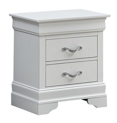 Lorana Silver 2-Drawer Nightstand with Embossed Veneers