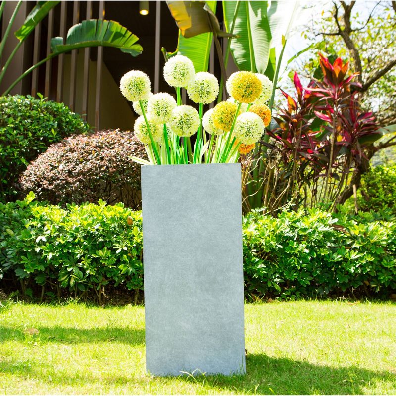 Rosemead Home &#38; Garden, Inc. 9&#34; Wide Rectangular Kante Lightweight Modern Tall Outdoor Decorative Planter Slate Gray, 4 of 5