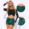 INSPIRE CHIC Women's Mid Rise Solid Sparkle Sequin Zipper Shorts - 2 of 4