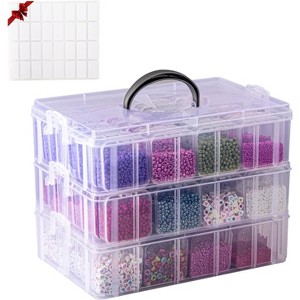 84-Piece 3-Tier Stackable Bead Organizer Box for Craft Supplies - 1 of 4