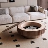 Round Coffee Table with Hidden Storage, Minimalist Fluted Accent Table Center Table - ModernLuxe - 2 of 4