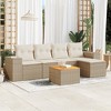 vidaXL Patio Sofa Set with Cushions Outdoor Furniture 6 Piece Poly Rattan - Beige and Cream - 2 of 4