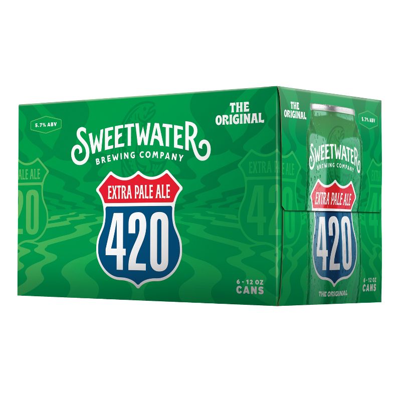 SweetWater 420 Extra Pale Ale Beer - 6pk/12 fl oz Cans, 1 of 12