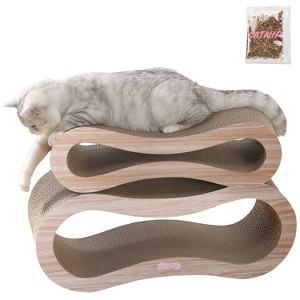 THE LICKER STORE Suvi Modern Cardboard Infinity 2-in-1 Lounge Bed Cat Scratcher with Catnip - 1 of 4