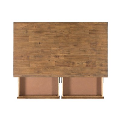 Industrial Tanner Rectangular Coffee Table with Storage in Light Walnut