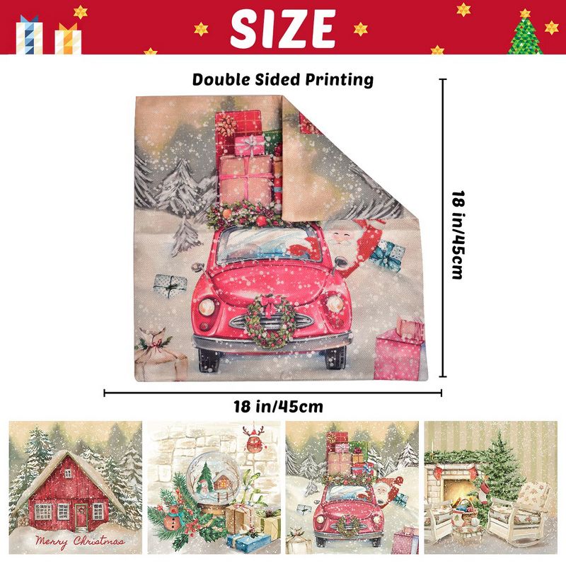 Presence 4 PCS 18-inch Christmas Vintage Pillow Cover, 2 of 8