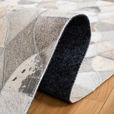 Handmade Gray Geometric Cowhide Area Rug 5' x 8'