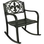 Sunnydaze Traditional Fleur-de-Lis Design Cast Iron and Steel Outdoor Rocking Chair