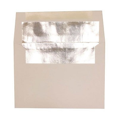 JAM Paper A2 Foil Lined Invitation Envelopes 4.375 x 5.75 White w/Silver Foil 79415