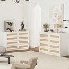 Rattan Dresser for Bedroom, 8 Drawer Dresser for Closet, Wide Wood Dressers & Chests of Drawers for Living Room, Entryway, Cloakroom, Natural Oak - 3 of 4