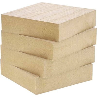 Unfinished Wood Blocks for DIY Crafts, Square Sign Block (5 x 5 In, 4-Pack)