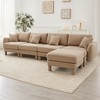Boucle Fabric Convertible L-Shaped Sectional Sofas with Shell-Shaped Armrests, Removable Ottoman, and Wrapped Cylindrical Legs - 2 of 4
