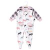 Hudson Baby Infant Girl Plush Sleep and Play, Pink Moose - 2 of 4