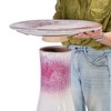 KTMBDW 18" H Ceramic Bird Bath for Outside - Outdoor Bird Bath Bowl, UV/Frost-Resistant Finish - Pink White - Classic Pedestal - 3 of 4