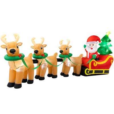 Swtroom 12Ft Inflatables Santa Claus on Sleigh 3 Reindeers Christmas Tree Lighted Xmas Decor Inflatables Christmas Gifts